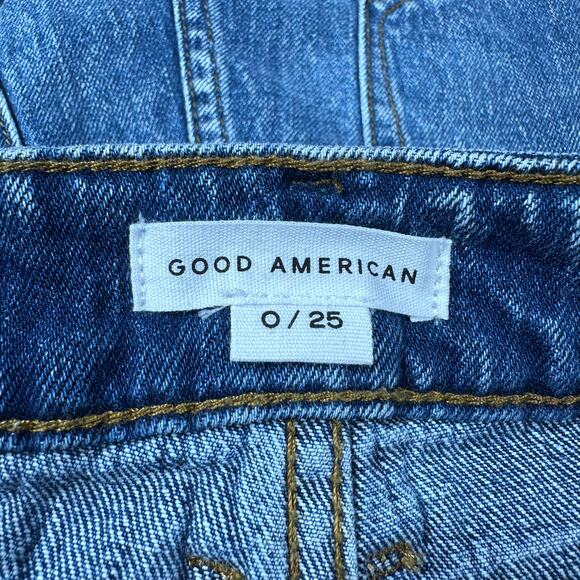 Good American NWT Good Bombshell Denim Shorts Blue 646 Size 0/25 Distressed - Picture 6 of 11